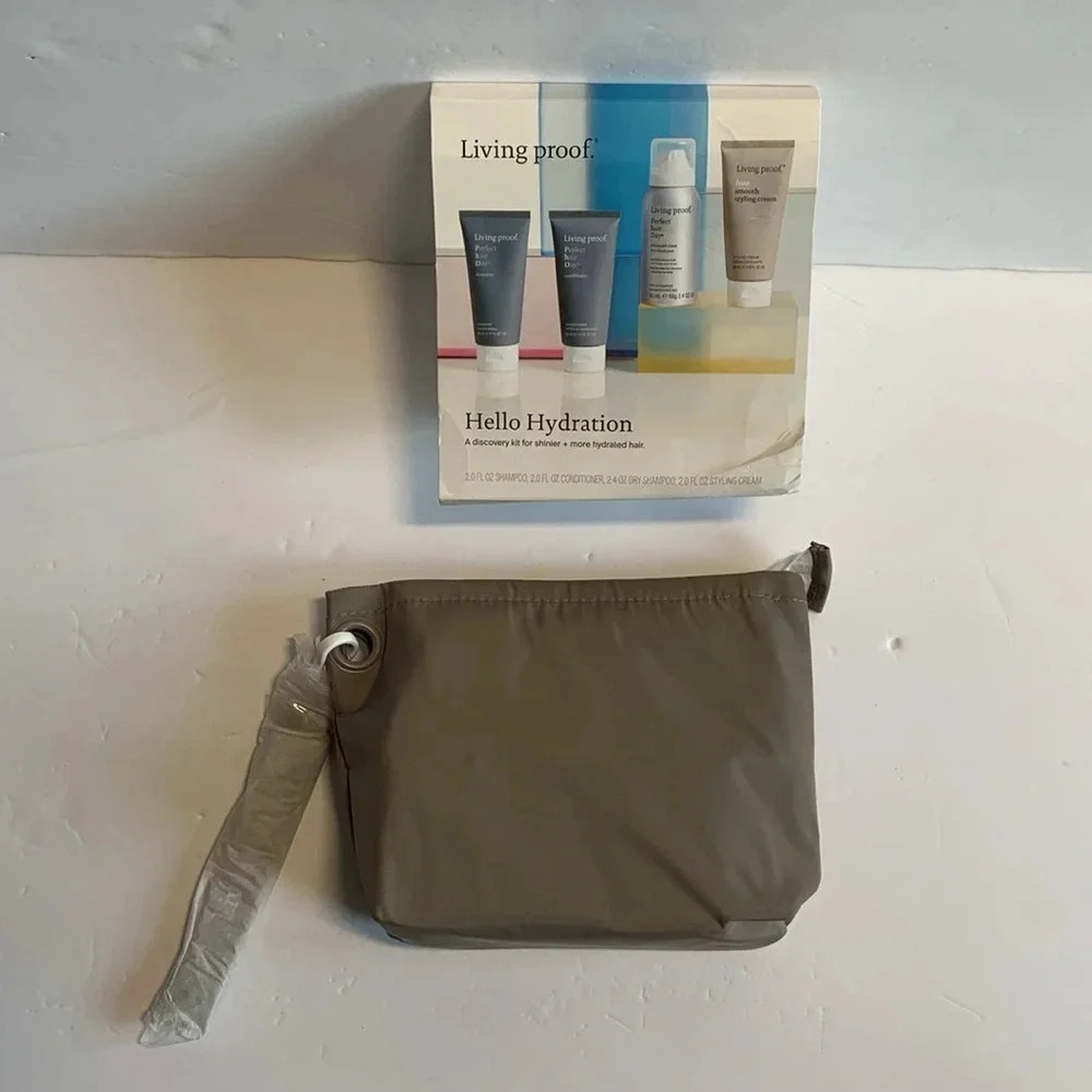 Living Proof Shampoo & Conditioner Hydration 4-Piece Travel Set with Bag New - Picture 6 of 8